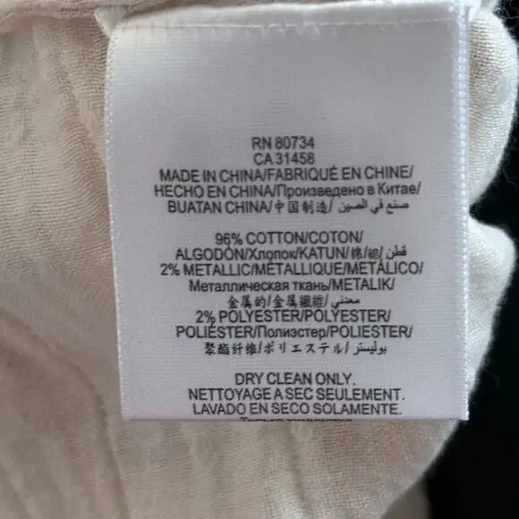 BCBGMAXAZRIA bcbg cream beige silver gold zigzag embroidered cotton tunic dress - Picture 8 of 8